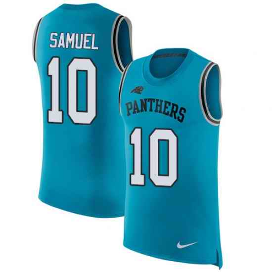 Nike Panthers #10 Curtis Samuel Blue Alternate Mens Stitched NFL Limited Rush Tank Top Jersey